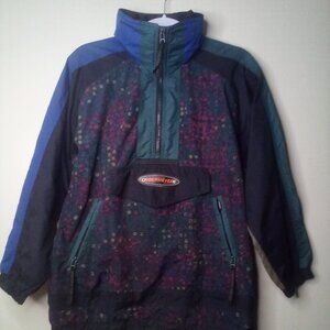 Obermeyer Jacket Windbreaker M Juniors Half Pipe Pullover Hood Pocket Green